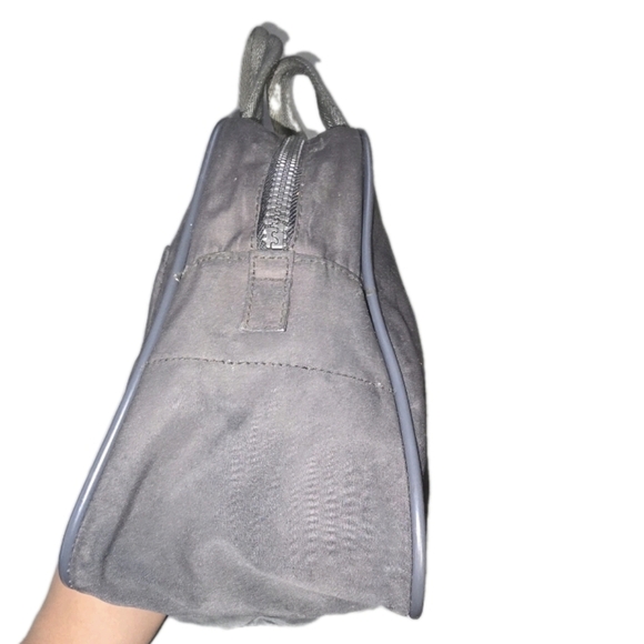 Stylish Small Vintage Authentic Prada Black & Gray With Red Accent Nylon Handbag - Picture 5 of 8